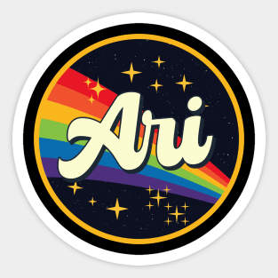 Ari // Rainbow In Space Vintage Style Sticker